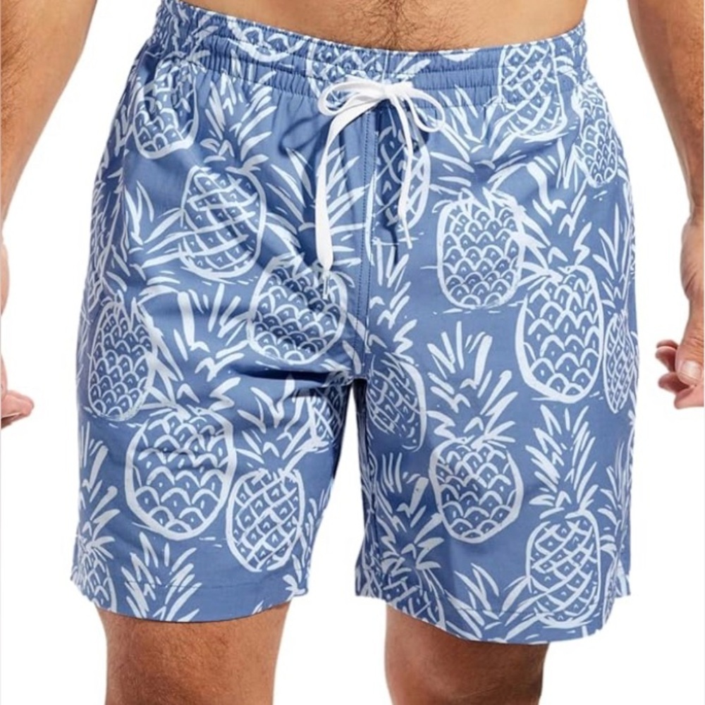 Chubbies NWOT Thigh Naples Pineapple Blue White Swim Trunks 7 in Inseam Sz XXL